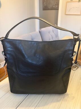 Michael Kors Black Leather Brookville Hobo Shoulder Bag